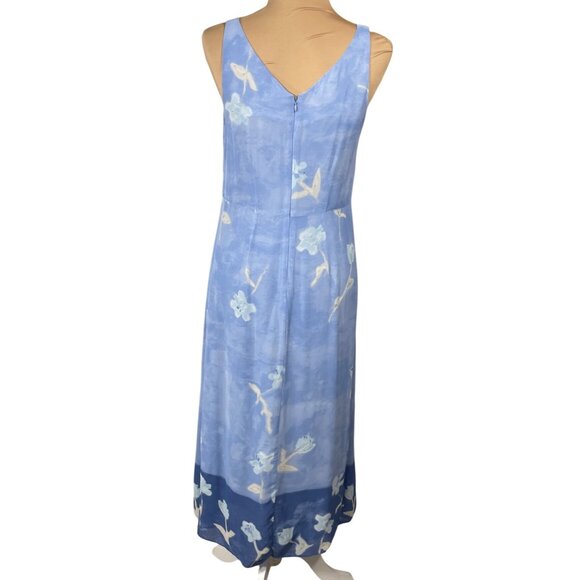 Sigrid Olsen VTG Shift Dress Sleeveless Blue 6P Petite Maxi 48" Y2K 90's - Picture 3 of 8